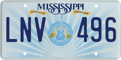 MS license plate LNV496