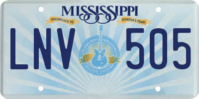 MS license plate LNV505