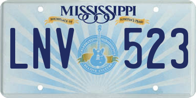 MS license plate LNV523