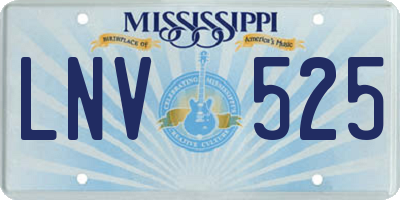 MS license plate LNV525