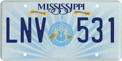 MS license plate LNV531