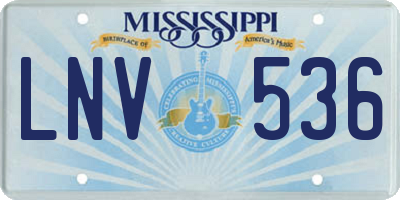 MS license plate LNV536