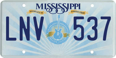 MS license plate LNV537