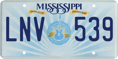 MS license plate LNV539