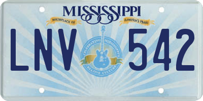 MS license plate LNV542