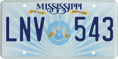 MS license plate LNV543