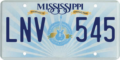 MS license plate LNV545