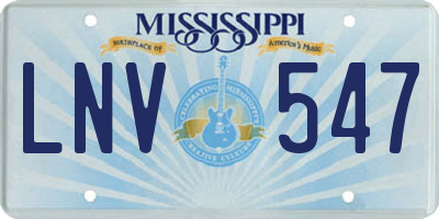 MS license plate LNV547