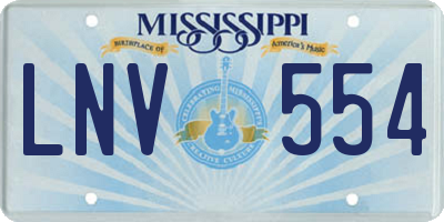 MS license plate LNV554