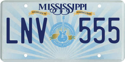 MS license plate LNV555