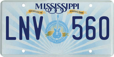 MS license plate LNV560