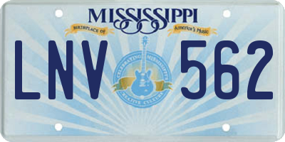 MS license plate LNV562