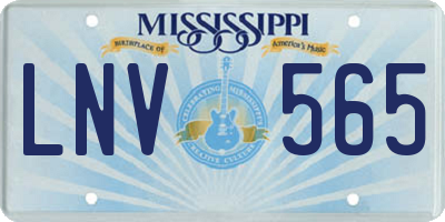 MS license plate LNV565