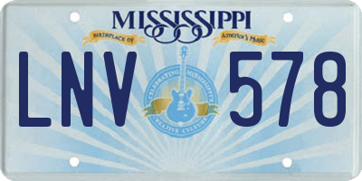 MS license plate LNV578