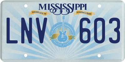 MS license plate LNV603