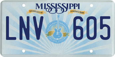 MS license plate LNV605