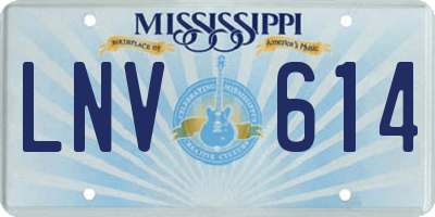 MS license plate LNV614