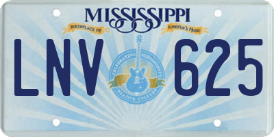 MS license plate LNV625
