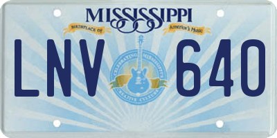 MS license plate LNV640