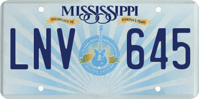 MS license plate LNV645