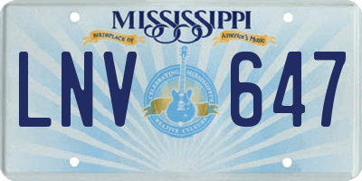MS license plate LNV647