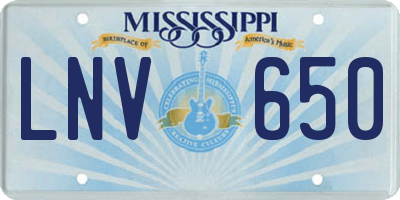MS license plate LNV650