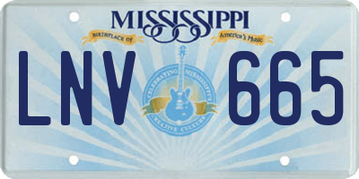 MS license plate LNV665
