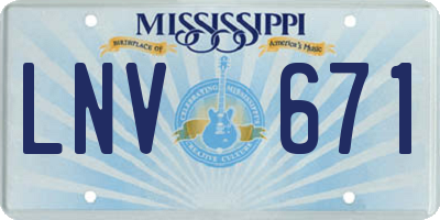 MS license plate LNV671
