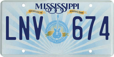 MS license plate LNV674