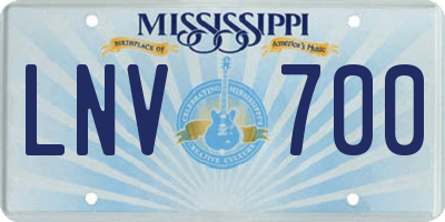 MS license plate LNV700