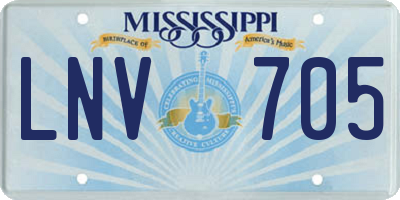 MS license plate LNV705