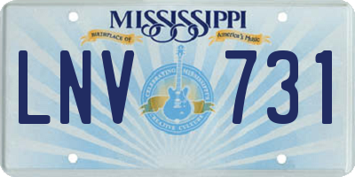 MS license plate LNV731
