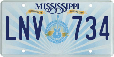 MS license plate LNV734