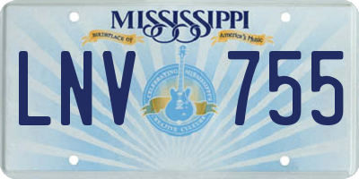 MS license plate LNV755