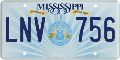 MS license plate LNV756