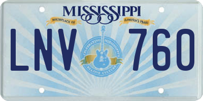 MS license plate LNV760