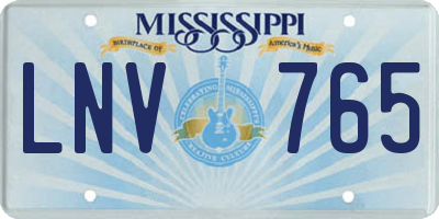 MS license plate LNV765