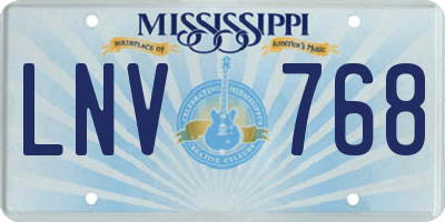 MS license plate LNV768