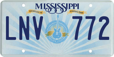 MS license plate LNV772