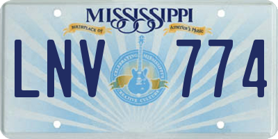 MS license plate LNV774