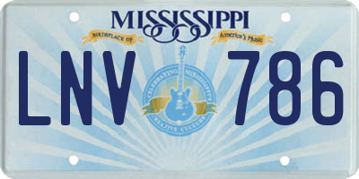 MS license plate LNV786