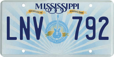 MS license plate LNV792