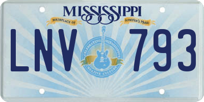 MS license plate LNV793