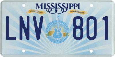 MS license plate LNV801