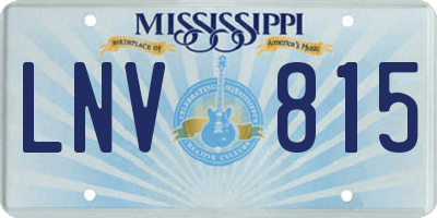 MS license plate LNV815