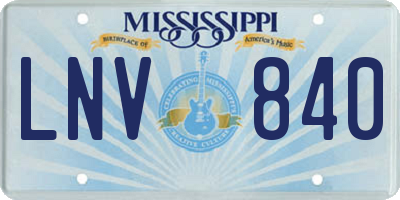 MS license plate LNV840