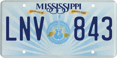 MS license plate LNV843