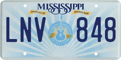 MS license plate LNV848