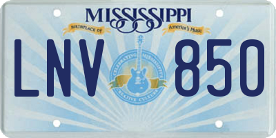 MS license plate LNV850