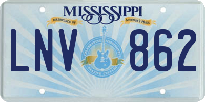 MS license plate LNV862